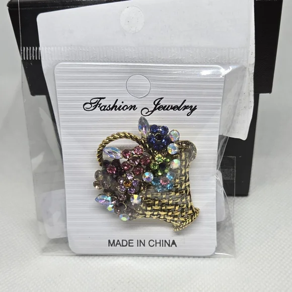 Elegant Gold and Multicolor Brooch - Picture 3 of 5